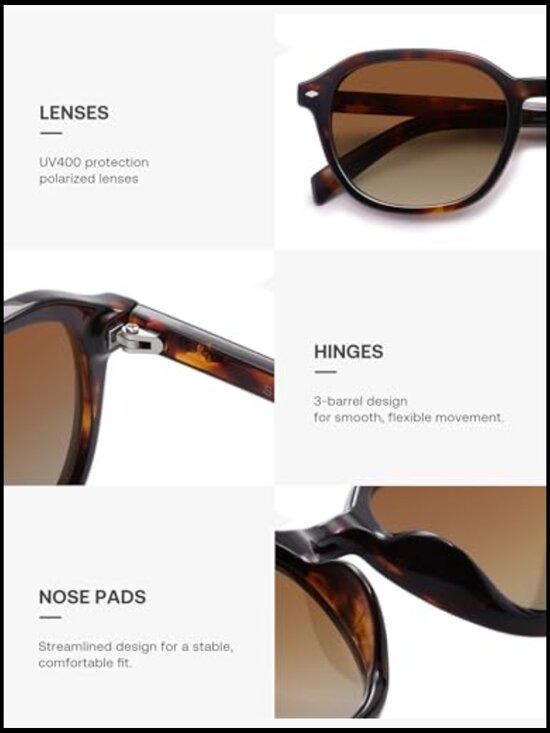 Square Polarized Sunglasses with UV Protection, Plastic Frame main image 7